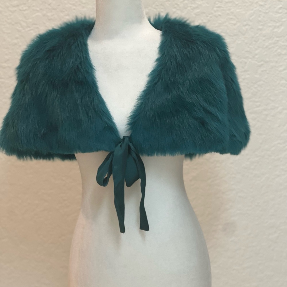 Faux fur collar VINTAGE GREEN FUR WRAP